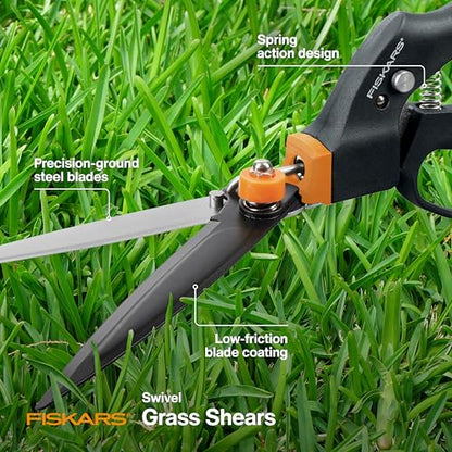 Fiskars 5" Swivel Grass Shears, Handheld Grass Clippers for Lawn & Garden - style: Rotating - Shear Ease