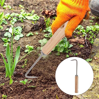 YARNOW Single Claw Hook, Manganese Steel Root Remover with Wooden Handle, Garden Weeding Tool for Digging, Weeding, and Gardening Tasks (Khaki)