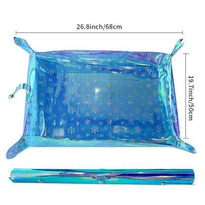 Kasepie Plant Repotting Mat, PVC, Foldable and Waterproof, Holographic Blue with Snowflake Design, 19 x 27 Inch (Blue+Cross Pattern) - color: Blue+cross Pattern