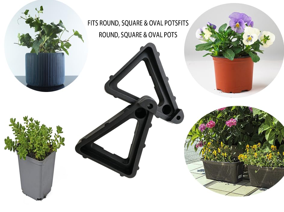 16 Pcs Large Plant Pot Feet - Heavy Duty Pot Risers for Drainage & Air Circulation, Adjustable Stackable Flower Pot Riser, Invisible Plant Stand Elevator for Indoor Outdoor Garden Patio (Black)