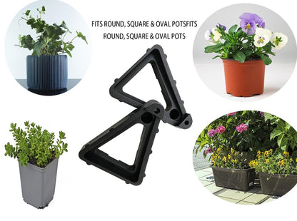 16 Pcs Large Plant Pot Feet - Heavy Duty Pot Risers for Drainage & Air Circulation, Adjustable Stackable Flower Pot Riser, Invisible Plant Stand Elevator for Indoor Outdoor Garden Patio (Black)
