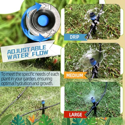 20PCS Push-to-Fit Drip Irrigation Emitters for 1/4 inch Irrigation Tubing, Two-Way Connection Adjustable Vortex Drip Emitters with Stake, Irrigation Dripper Sprinklers for Drip Irrigation System - size: 20PCS Two-Way Drip Irrigation Vortex Emitters