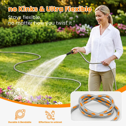 Rosy Earth 175 FT Garden Hose Expandable, 304 Stainless Steel Water Hose - size: 175FT