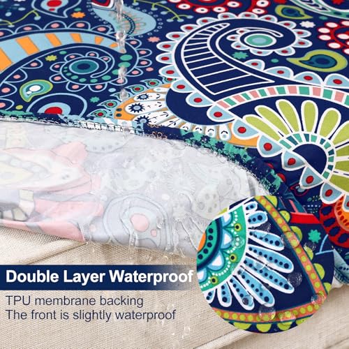 Smiry Waterproof Patio Cushion Covers, Stretch Outdoor Furniture Covers - color: Blue Green, size: 14PCS