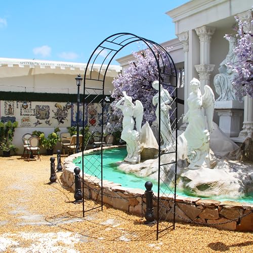 Metal Garden Arch Pergola Arbor 7.9 Ft H x 3.8 Ft W with Stakes - color: Black Arch-B