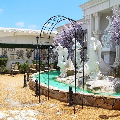 Metal Garden Arch Pergola Arbor 7.9 Ft H x 3.8 Ft W with Stakes - color: Black Arch-B