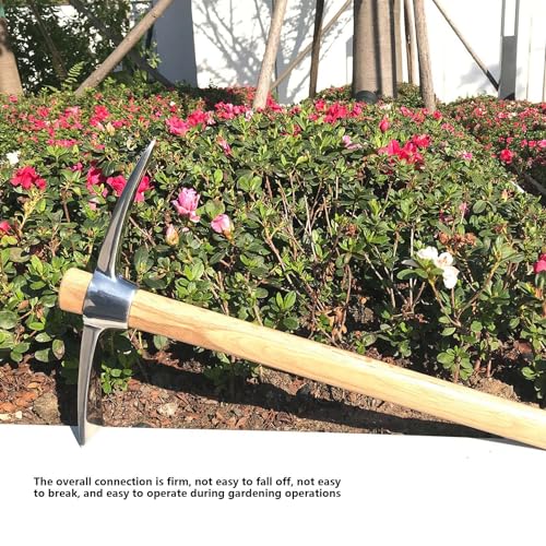 Forged Adze Pick, Weeding Mattock Hoe with Wood Handle Digging Tool