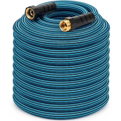Garden Hose 100 ft, Non-Expanding Lightweight Kink-Free Flexible Water Hose - color: Black+Blue, size: 100ft