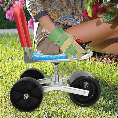 ZHISHUAI- Garden Cart Rolling Seat, 360° Rotating Garden Seat w/Adjustable Height, Outdoor Rolling Work Seat Gardening Helper for Orchard Farmland Picking
