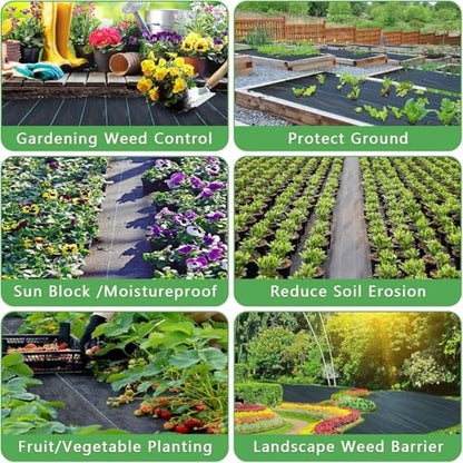 24 Garden Stakes + 3ftx100ft Weed Barrier Landscape Fabric Heavy Duty, Weed Gardening Ground Cover Mat, Weed Control Garden Cloth, Woven Geotextile Fabric for Underlayment Commercial Driveway Fabric - size: 24 Pegs + 3FTx100FT