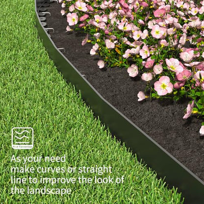 66FT Landscape Edging 3 in Tall with 70 Spikes, Garden Edging Border and 1 Hammer, Plastic Landscape Edging Border Lawn Edging for Landscaping, Flower Beds, Yard - size: 3 In x 66 FT
