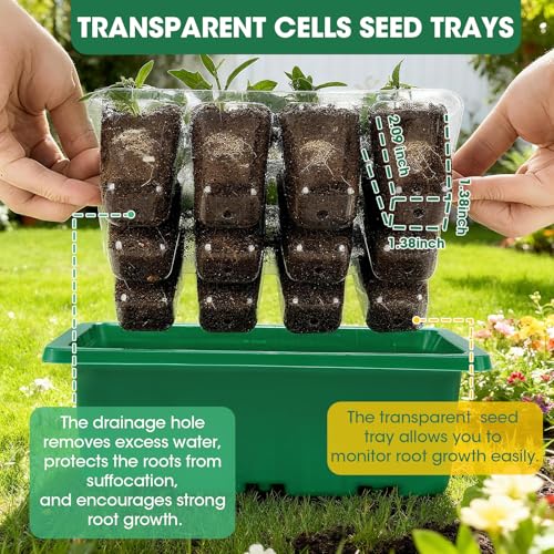 Seed Starter Kit with Humidity Dome, 5 Packs 60-Cell Trays - size: 60-Cell Seed Starter Kit with Humidity Dome 5 Pack