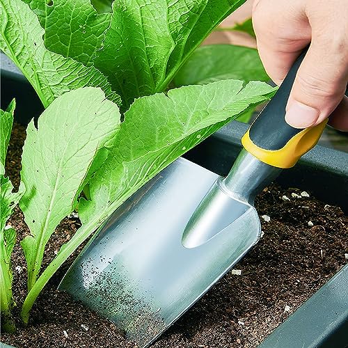 Garden Tool Shovel for Digging Gardening Trowel for Lawn Planting Alloy Spade Plastic Handle Anti Slippery - color: Yellow