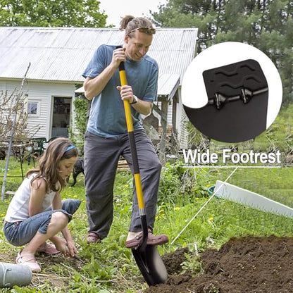 VNIMTI Heavy Duty Gardening Shovel, 56 Inch Round Blade with Fiberglass Handle (Yellow) - color: Yellow