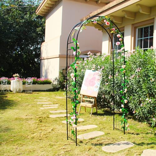 Metal Garden Arch Arbor, 94.5" H x 45.3" W, for Climbing Plants - color: Black Arch-C