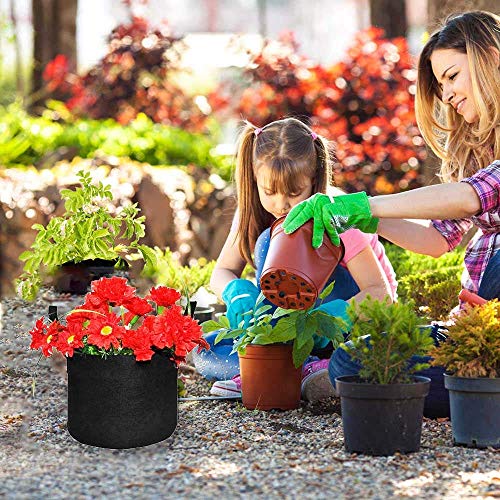 5 Pack 10 Gallon Grow Bags, Heavy Duty Thickened Nonwoven Fabric Pots with Handles, Planter Grow Bags for Vegetables/Flower/Plant/Fruits, Black - color: Black, size: 10 Gallon