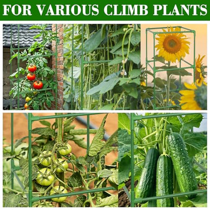 ZeeDix 6 Pack Square Tomato Cages for Garden with Clips 45 Inch - color: Green-6 Pack, size: 45-inch