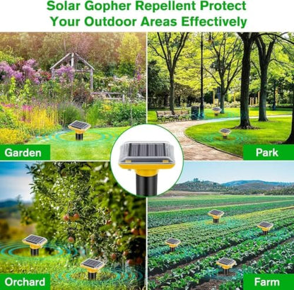 Mole Repellent Solar Powered,2026 Upgraded Gopher Repellent Ultrasonic Solar Powered,Vole Repeller Outdoor for Lawns Garden Yard,Gopher Trap Killer for Mole,Snake (Dark Yellow,6 Pack)
