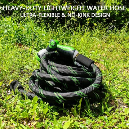 25FT Garden Hose,Flexible Water Hose, 10-Function Sprayer, Non-Expanding - color: BlackGreen, size: 25