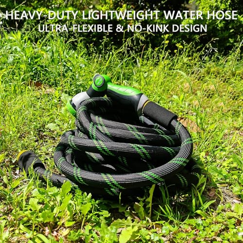 50FT Garden Hose,Flexible Water Hose, 10-Function Sprayer, Non-Expanding - color: BlackGreen, size: 50