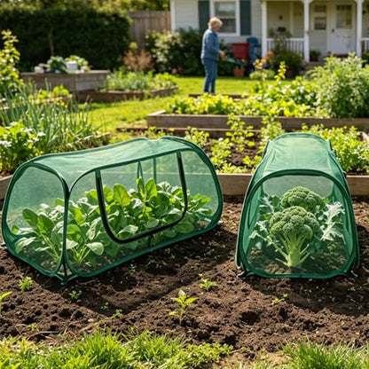 2Pack Raised Garden Bed Covers(45"X22"X18"), Pop Up Mesh Plant & Vegetable Cover,30% Sunblock Plant Shade Tent, Outdoor Planter Protection, Sun & Insect Guard - color: Green-2