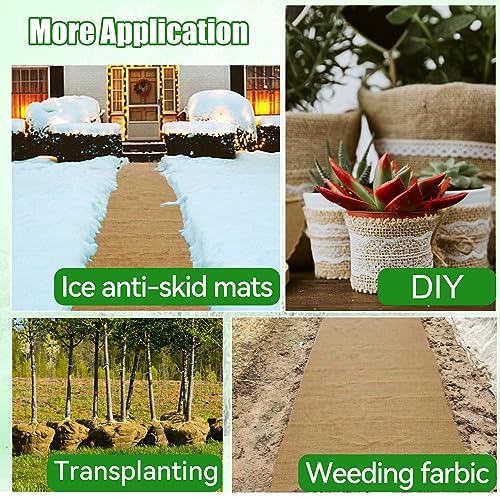 ANPHSIN 15ftx40in Natural Burlap Plant Covers Freeze Protection - size: 15ft