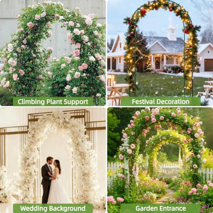 Metal Garden Arch Trellis for Climbing Plants Outdoor, Garden Arbors and Arches, Wedding Arch Frame Archway, Christmas Party Decoration - style: 12.5mm tube