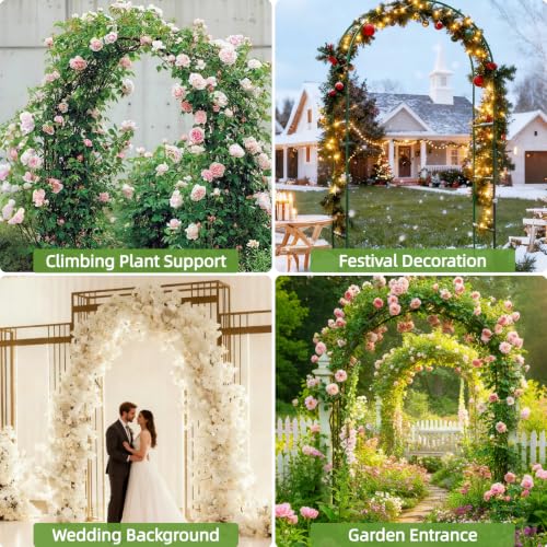 Thickened Metal Garden Arch, 16mm Rust-Resistant Archway for Climbing Plants, Dual Size Convertible Arbor for Wedding & Party & Garden Decoration - style: Thickened 16mm tube without base