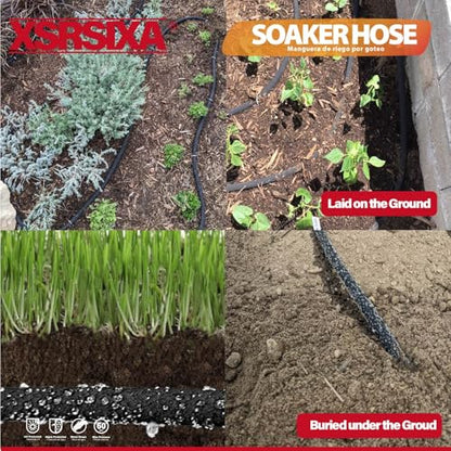 10FT 1/2" Heavy-Duty Soaker Hose with Solid Brass Connectors, Ultra-Flexible Even Water Flow - size: 10 FT