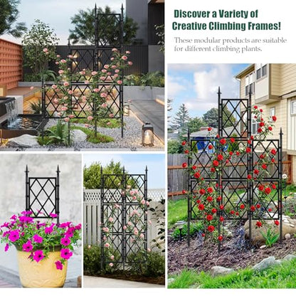 WellSign Garden Trellis for Climbing Plants Outdoor 63 Inch Iron Pipe - color: Black