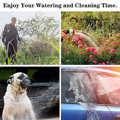 Garden Hose Spray Nozzle,10 Hose Metal Duty Watering Patterns Thumb Control On Off Valve, High Pressure Nozzle Sprayer for Plants, Car Wash,Cleaning,Showering Pets - color: Orange