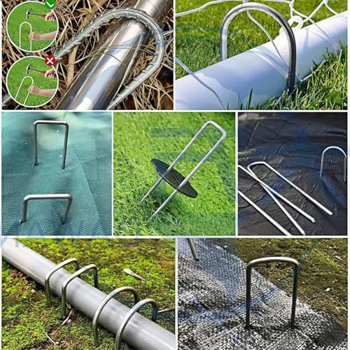 12 Pack Garden Stakes, U-Shaped Tent Stakes, Galvanized Landscape Staples, Ground Stakes, for Landscaping Securing Weed Barrier Fabric, Irrigation Tubing, Holding Fence, Tarpaulin - size: 12pcs