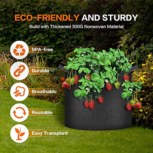 iPower 10-Pack 7 Gallon Plant Grow Bags Heavy Duty Thickened Nonwoven Aeration Fabric Container Durable Pots, Strap Handles for Garden, Black - color: Black, size: 7 Gallon