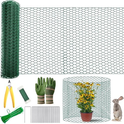 Plant Protectors from Animals with Extra Wide 20" Chicken Wire - 200" Long Complete DIY Metal Mesh Kit for Large Garden & Craft Projects - size: 20*200 Inch
