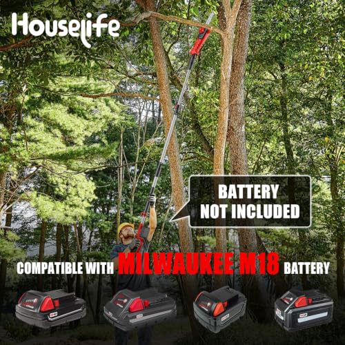 8-Inch Cordless Pole Saw Compatible with Milwaukee M18 18V Battery - color: Dark Red