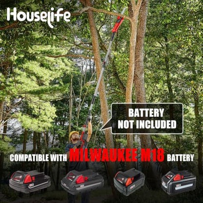 8-Inch Cordless Pole Saw Compatible with Milwaukee M18 18V Battery - color: Dark Red