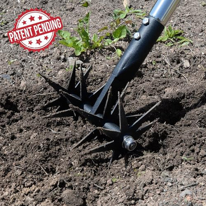 66in Rotary Cultivator Garden Tool with Tempered Spring Steel Tines - color: Black
