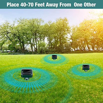 28 Pcs Solar Mole Repellent Ultrasonic Outdoor Deterrent Spikes,Square - color: Square