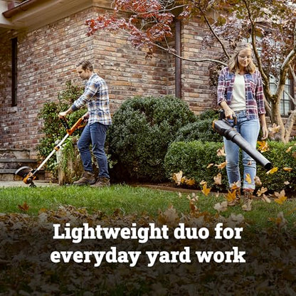 Worx 20V 12" 2-in-1 Cordless String Trimmer & 360CFM Leaf Blower Kit, WG929 - style: 12" Trimmer & 360 CFM Blower w/(2) 2.0Ah Batteries