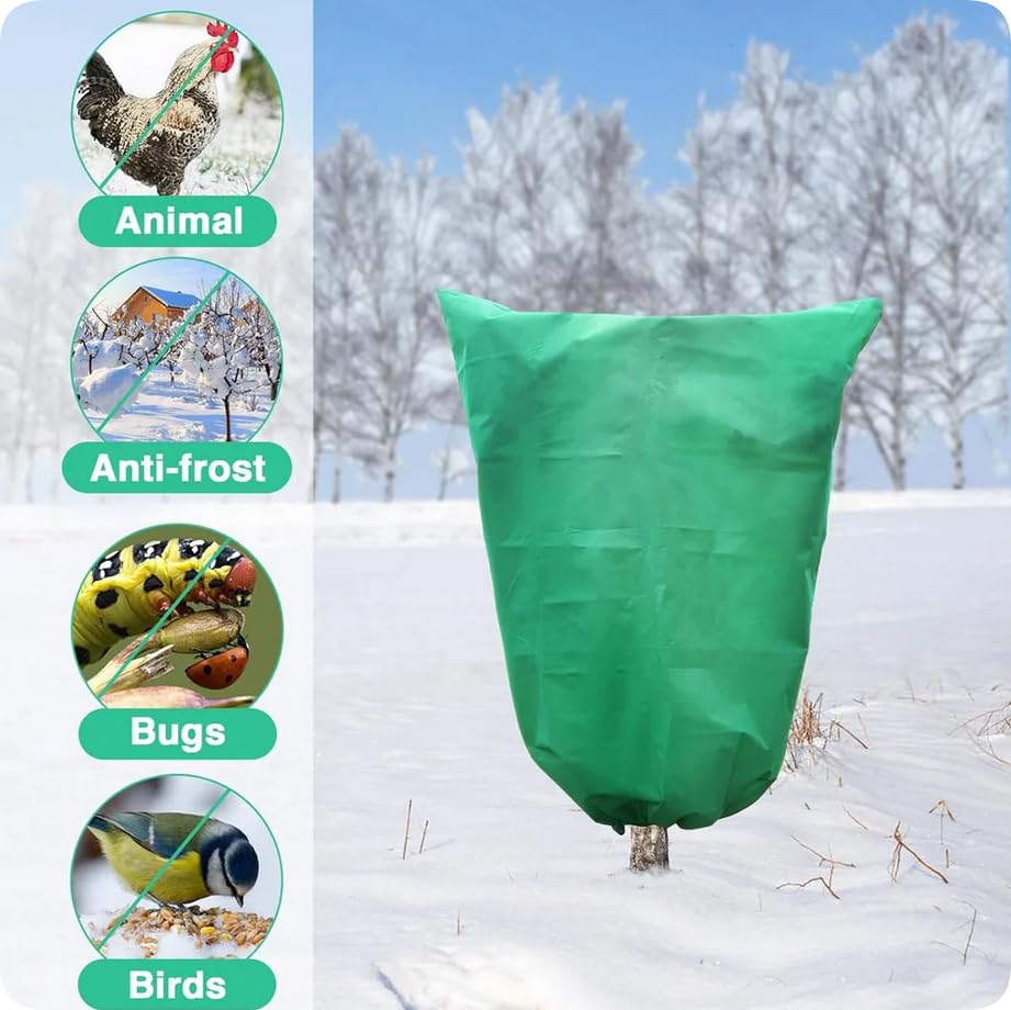 BADASS SHARKS Winter Plant Covers Protection Bag Non-Woven Shrub Against Cold Protecting Bags for Outdoor Garden Yard Plants Frost Pouches Tree Covers with Zipper Drawstring (31.5 * 47.2in-2PCS) - size: 31.5*47.2in-2PCS