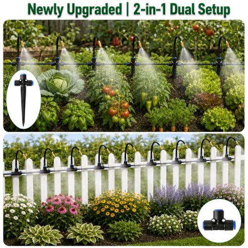 Bluepro 320FT Drip Irrigation System with Brass Splitter & Copper Nozzles - size: 320FT