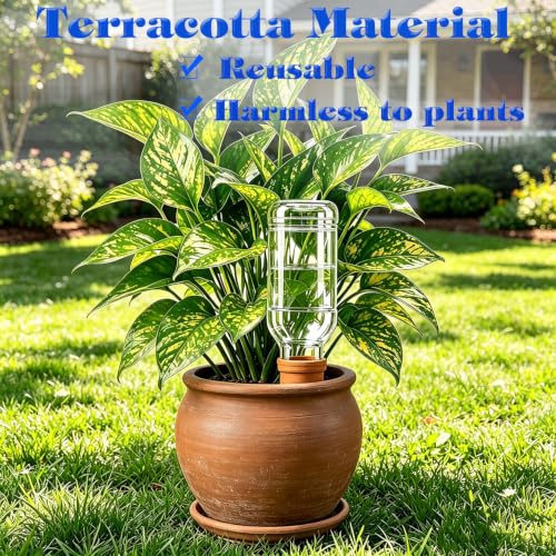 Terracotta Plant Watering Devices, Outdoor Indoor Plant Self Waterer Spikes - color: H. Brown-Terracotta-6pcs
