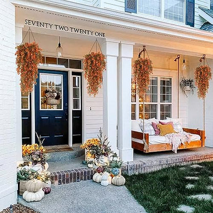 RECUTMS 4 Pcs Fake Fall Eucalyptus Hanging Greenery Plants 29.9Inch - color: Orange