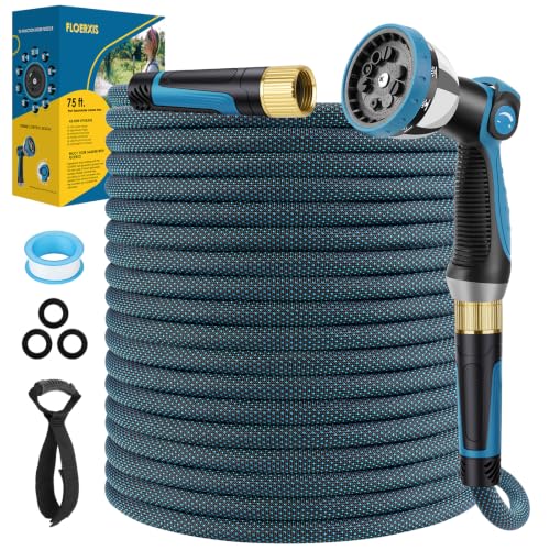 Non-Expandable Garden Hose 75 ft, Lightweight Flexible Anti-Kink - color: Blue, size: 75ft