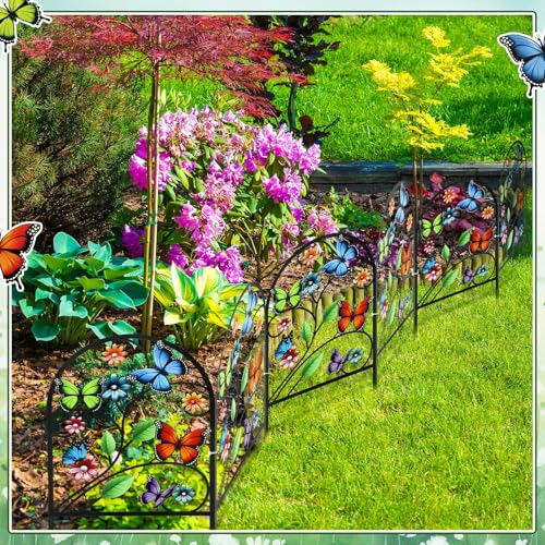 Yaocom 6 Pack Butterfly Garden Fence 16.5" H x 11.8" W Metal Border - style: Butterfly