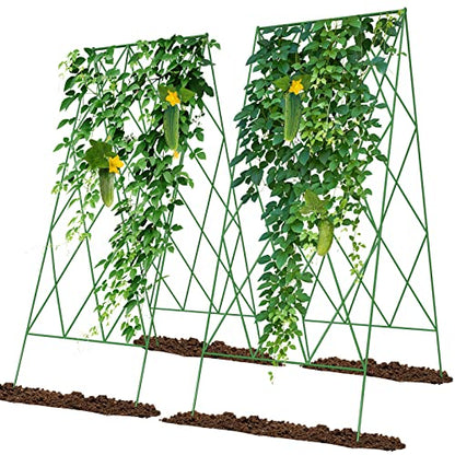 Cucumber Trellis 2 Pack,Foldable A-Frame Garden Trellis - color: Green, size: 39.4" H