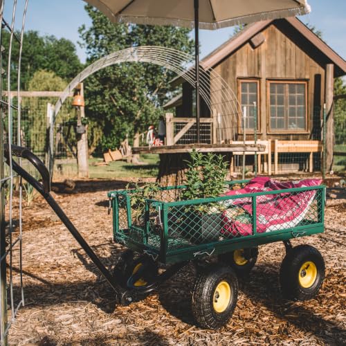 Backyard Expressions Heavy Duty Garden Cart 400 lb Utility Wagon Cart with Removable Mesh Sides, Powder-Coated Steel Bed, Pneumatic Tires, Pull Handle Yard Cart - style: 400 Lb