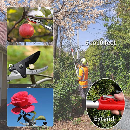 GARTOL Pruner for Garden, Cut Upto 1 Inch & Hold Telescopic Pole Pruner, Fruit Picker with Rotating Blade Head, Lightweight Aluminum Extendable Handle for Tree Branch Cutter, 3.67-5.45 FT, Silver - size: 3.67-5.45 FT