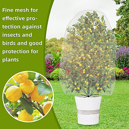 Alpurple 2 PCS Insect Bird Barrier Netting Mesh with Drawstring- 4.6 x 3 Ft Garden Bug Netting Plant Cover- Fruit Tree Net for Protect Plant Fruits Citrus Flower from Insect Bird Eating - color: 2 Pcs, size: 4.6x3 ft