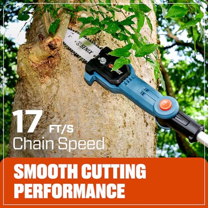 SENIX 20V Cordless Pole Saw, 8 Inch Telescopic Electric Pole ChainSaw with Articulating Head, 2.5Ah Battery & Charger Included for Tree Trimming, Pruning, and Cutting - style: 20V Saw